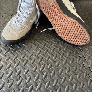 Vans Gray and Orange Athletic Shoes with Waffle Sole and Suede Upper